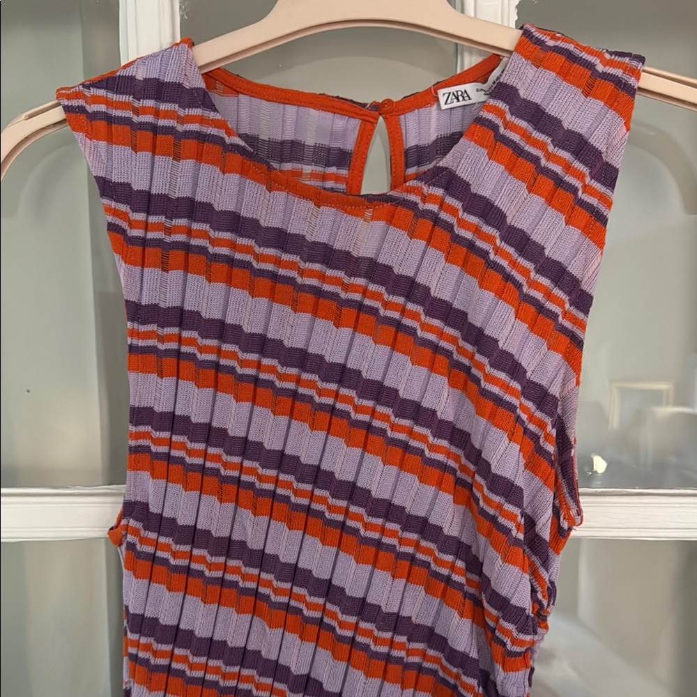 Zara Purple and Orange Striped Women's Dress